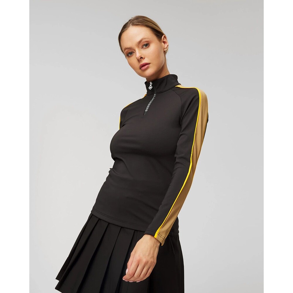 J.Lindeberg Golf Womens 1/4 Zip Pullover XS Black Kora Mid Layer NEW